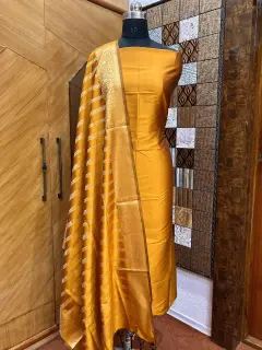 <strong>Banarasi katan Silk Zari Work Unstitched Suit with Dupatta</strong>