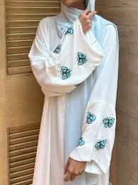 <span>ovais abaya collection Nida Matte Solid Burqa With Hijab  (White)</span>