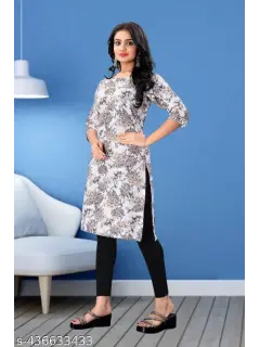 <strong>Women daily basis Printed Round Neck Kurti.</strong>