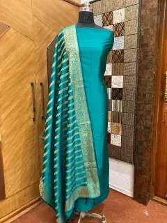 <strong>Banarasi katan Silk Zari Work Unstitched Suit with Dupatta</strong>